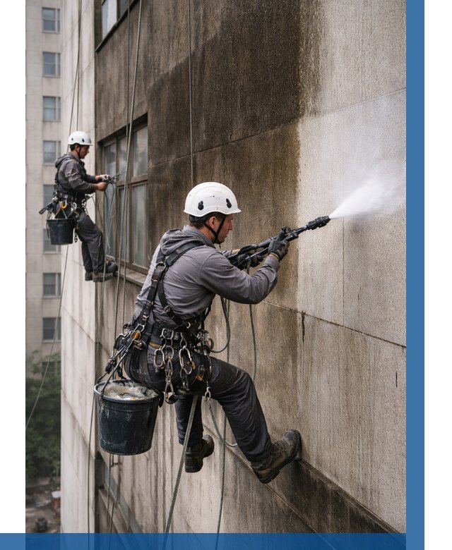 Очистка фасада от копоти в Новокуйбышевске от 256 р. | ВЫСОТНИК-Нвб