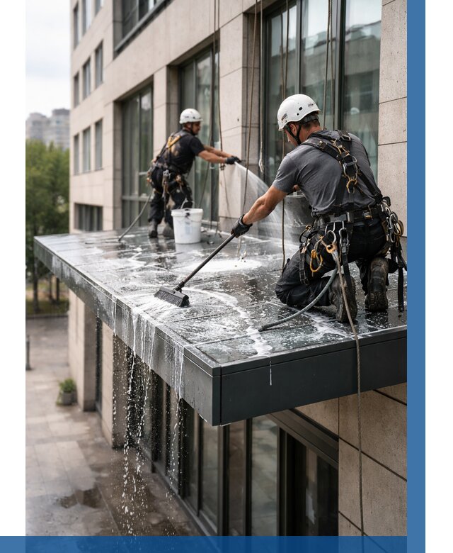 Мойка козырьков и навесов в Новокуйбышевске от 3585 р. | ВЫСОТНИК-Нвб