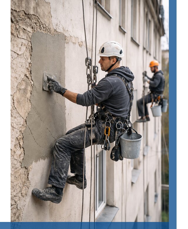 Восстановление штукатурки фасада в Новокуйбышевске от 1229 р. | ВЫСОТНИК-Нвб