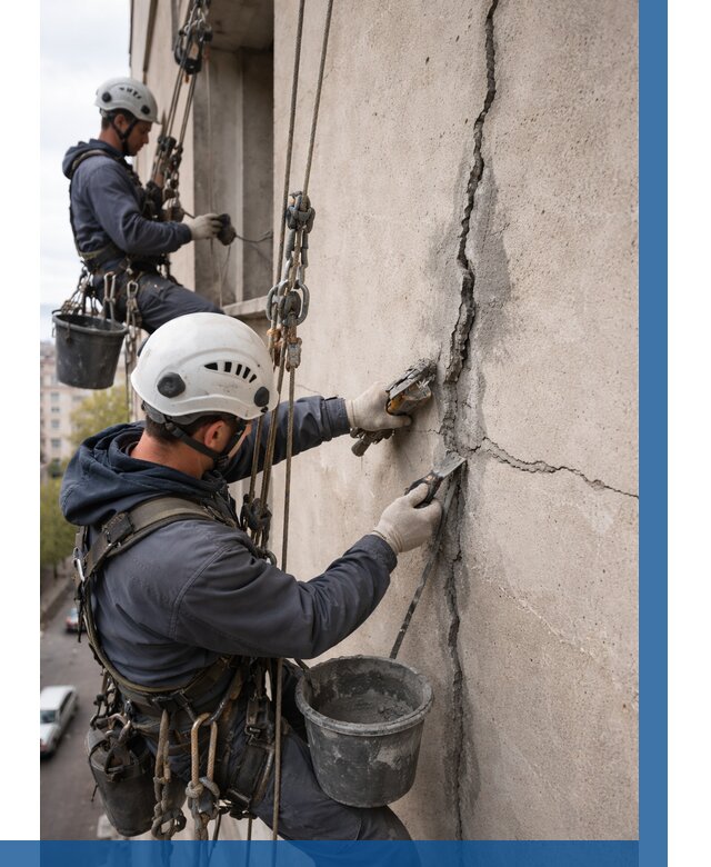 Заделка трещин на фасаде в Новокуйбышевске от 922 р. | ВЫСОТНИК-Нвб