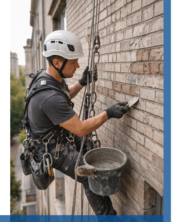 Ремонт кирпичной кладки фасада в Новокуйбышевске от 1844 р. | ВЫСОТНИК-Нвб