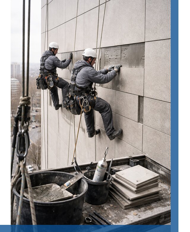 Ремонт фасада из керамогранита в Новокуйбышевске от 2561 р. | ВЫСОТНИК-Нвб