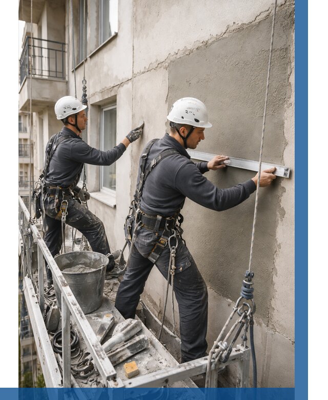 Штукатурка фасада на высоте в Новокуйбышевске от 922 р. | ВЫСОТНИК-Нвб