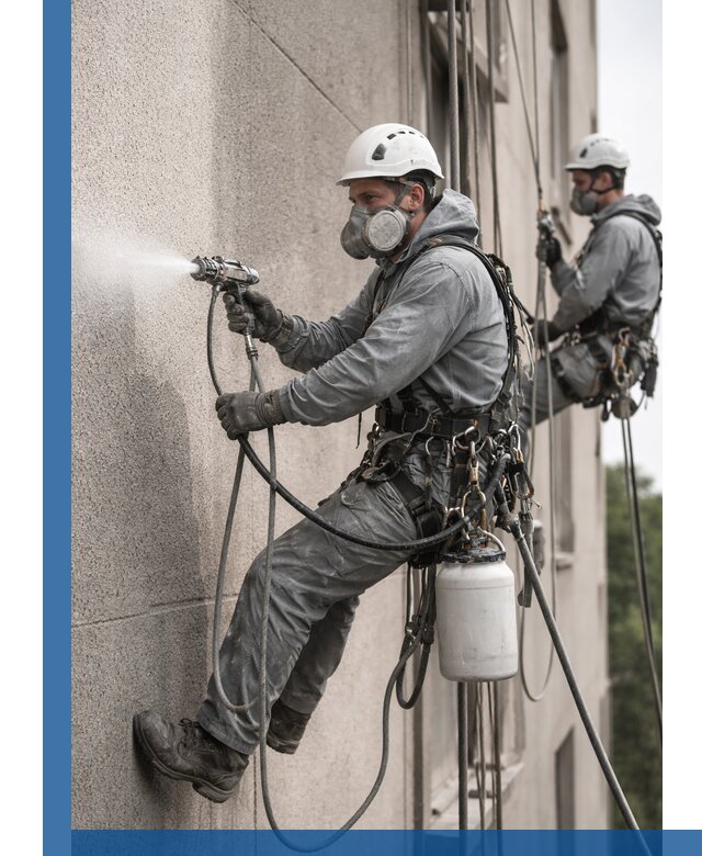 Безвоздушная покраска фасадов зданий в Новокуйбышевске профессионально