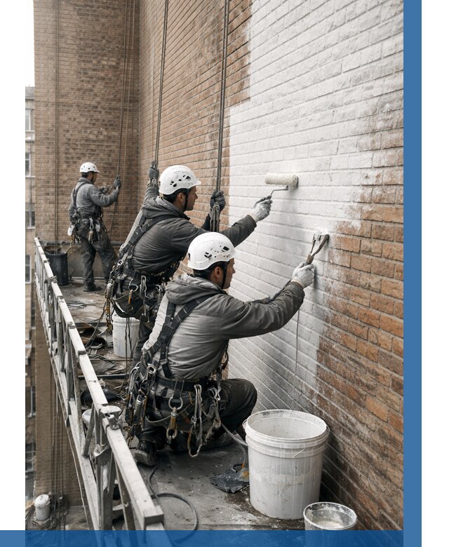 Покраска кирпичного фасада в Новокуйбышевске от 358 р. | ВЫСОТНИК-Нвб