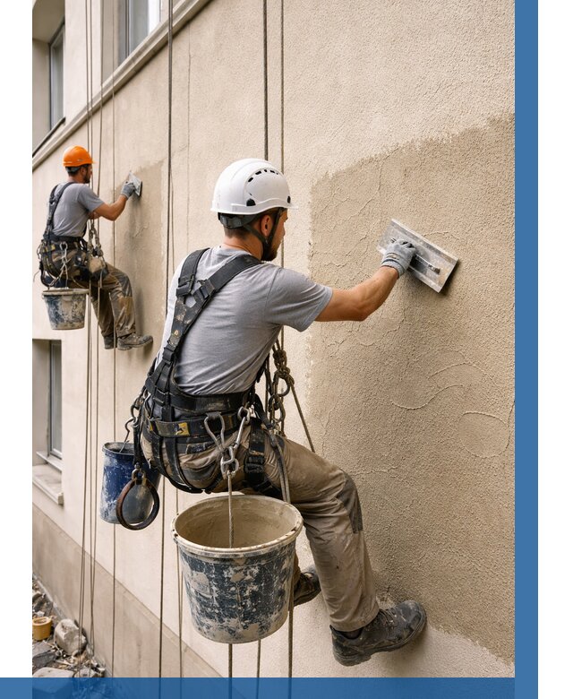 Декоративная штукатурка фасада в Новокуйбышевске от 1229 р. | ВЫСОТНИК-Нвб