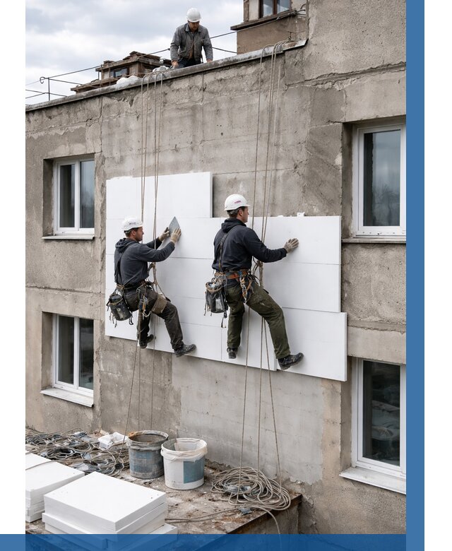 Утепление фасада пенополистиролом в Новокуйбышевске от 1844 р. | ВЫСОТНИК-Нвб