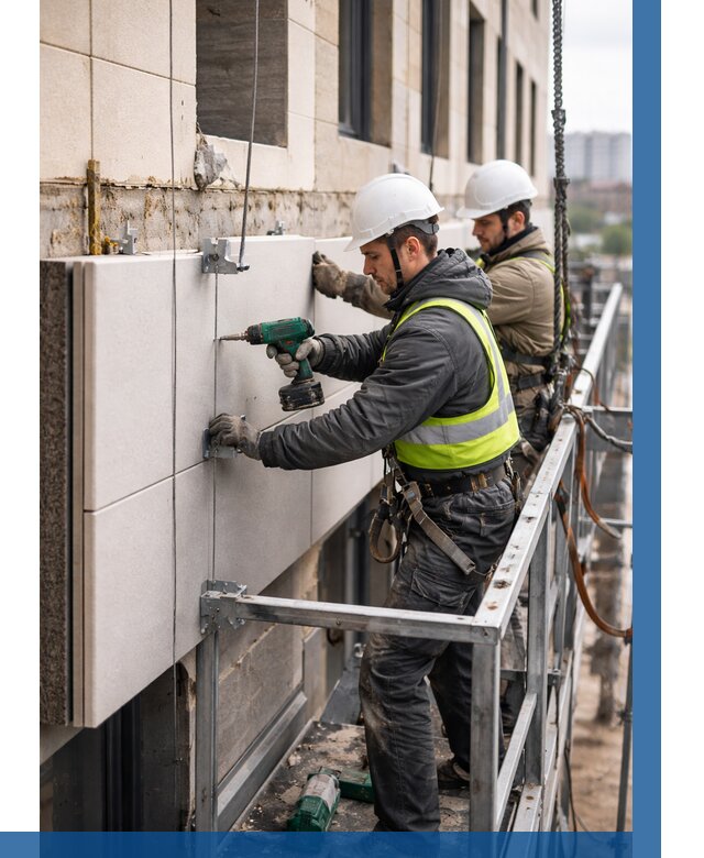 Монтаж фасадных термопанелей в Новокуйбышевске от 1536 р. | ВЫСОТНИК-Нвб