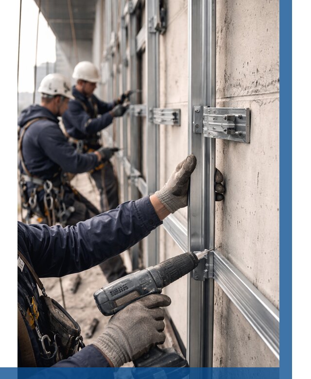 Монтаж подсистемы вентфасада в Новокуйбышевске от 871 р. | ВЫСОТНИК-Нвб