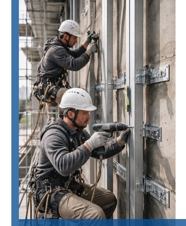 Монтаж и крепление подсистемы вентфасада в Новокуйбышевске