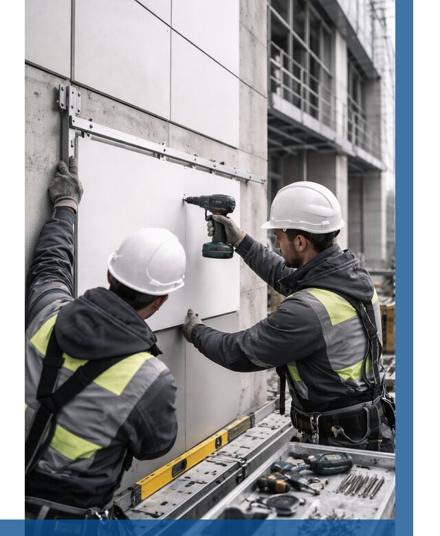 Монтаж композитных панелей фасада в Новокуйбышевске от 2561 р. | ВЫСОТНИК-Нвб