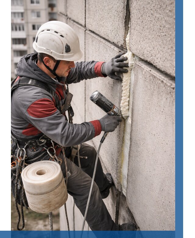 Утепление межпанельных швов в Новокуйбышевске от 717 р. | ВЫСОТНИК-Нвб