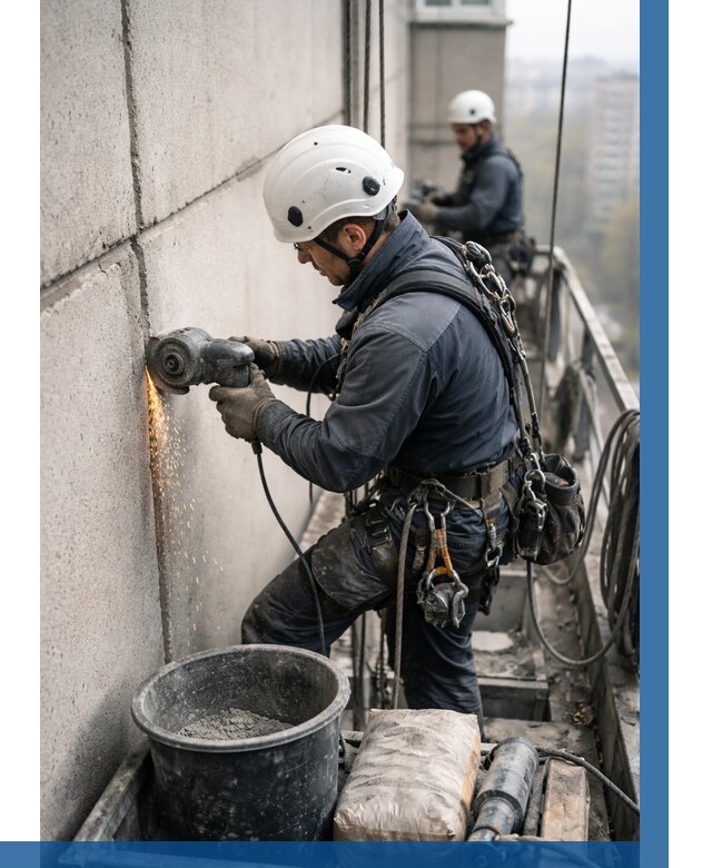 Штробление межпанельных швов в Новокуйбышевске от 1229 р. | ВЫСОТНИК-Нвб