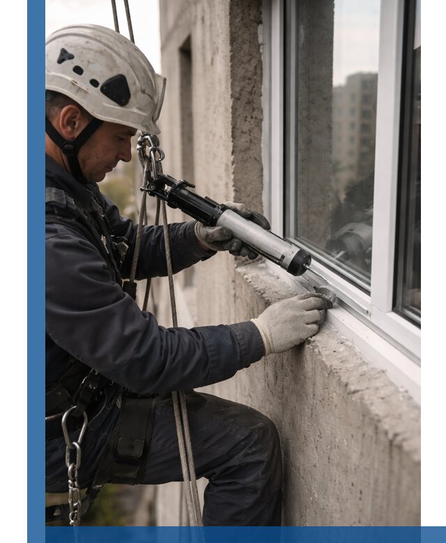 Герметизация оконных швов снаружи в Новокуйбышевске профессионально