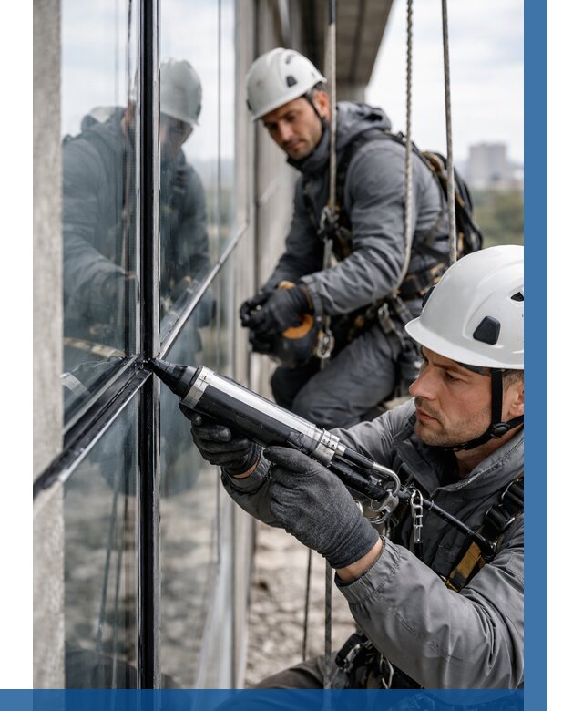 Герметизация витражных швов в Новокуйбышевске от 666 р. | ВЫСОТНИК-Нвб