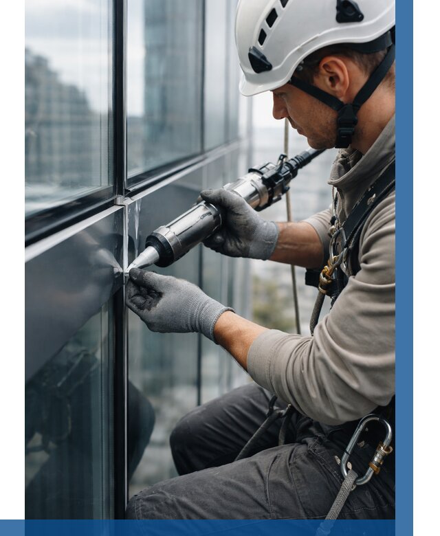 Герметизация стыков витража в Новокуйбышевске от 1229 р. | ВЫСОТНИК-Нвб