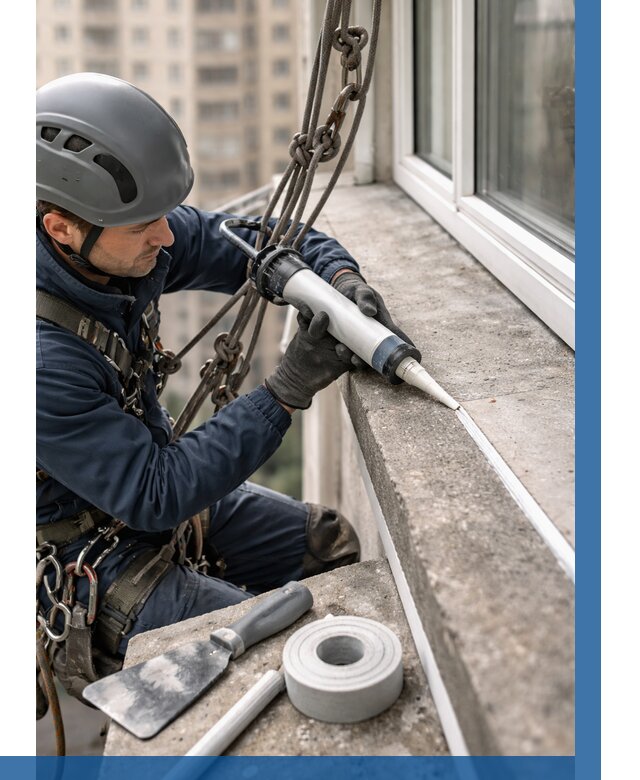 Герметизация балконного козырька в Новокуйбышевске от 4609 р. | ВЫСОТНИК-Нвб