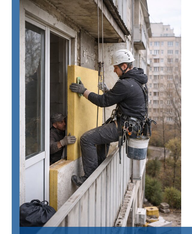 Профессиональное утепление балкона снаружи в Новокуйбышевске под ключ