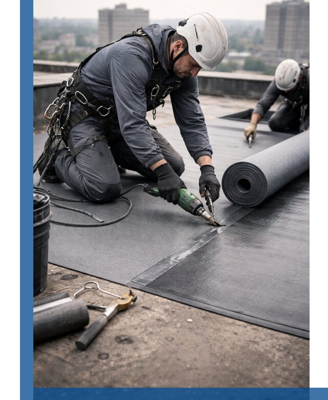 Ремонт мягкой кровли в Новокуйбышевске с выездом промальпинистов