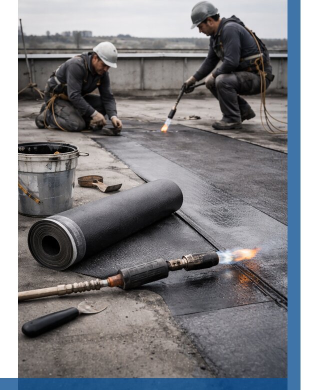 Ремонт рулонной кровли в Новокуйбышевске от 666 р. | ВЫСОТНИК-Нвб