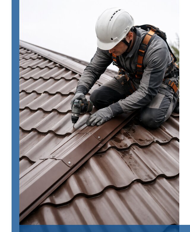 Ремонт металлочерепицы на крыше в Новокуйбышевске профессионально