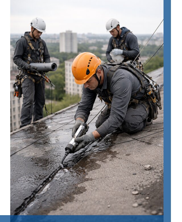 Устранение протечек кровли в Новокуйбышевске от 12290 р. | ВЫСОТНИК-Нвб