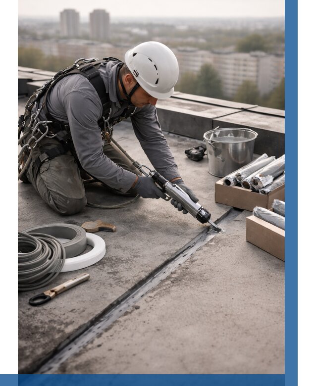 Герметизация швов кровли в Новокуйбышевске от 461 р./м2 | ВЫСОТНИК-Нвб