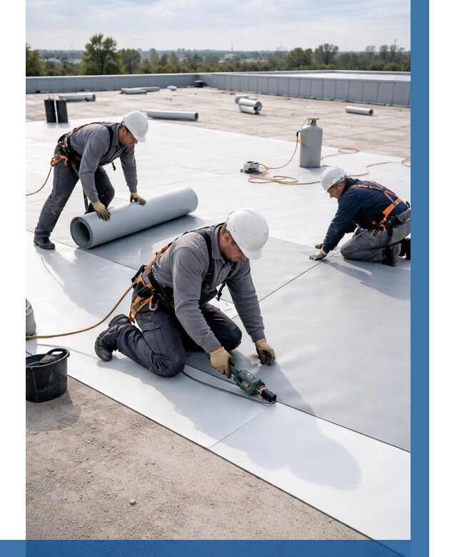 Монтаж мембранной кровли под ключ в Новокуйбышевске от 1229 р. | ВЫСОТНИК-Нвб