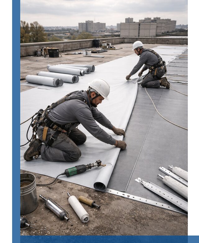 Монтаж мембранной кровли в Новокуйбышевске для промышленных зданий