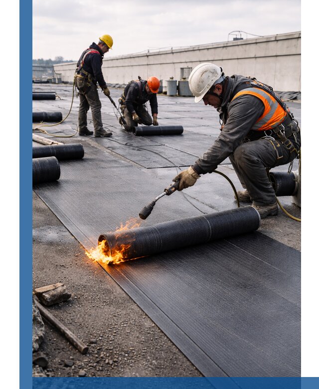 Монтаж наплавляемой кровли в Новокуйбышевске профессионально