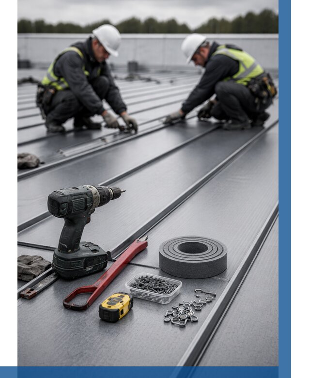 Монтаж фальцевой кровли в Новокуйбышевске от 1844 р. | ВЫСОТНИК-Нвб