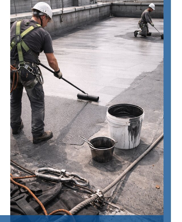 Гидроизоляция кровли жидкой резиной в Новокуйбышевске от 512 р. | ВЫСОТНИК-Нвб