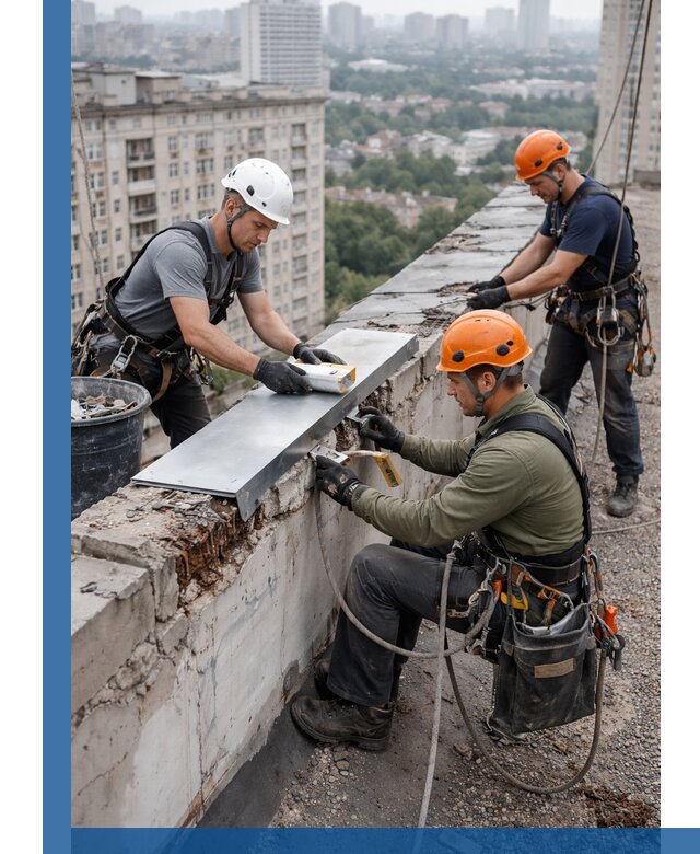 Ремонт парапета на кровле в Новокуйбышевске, высотные работы с гарантией