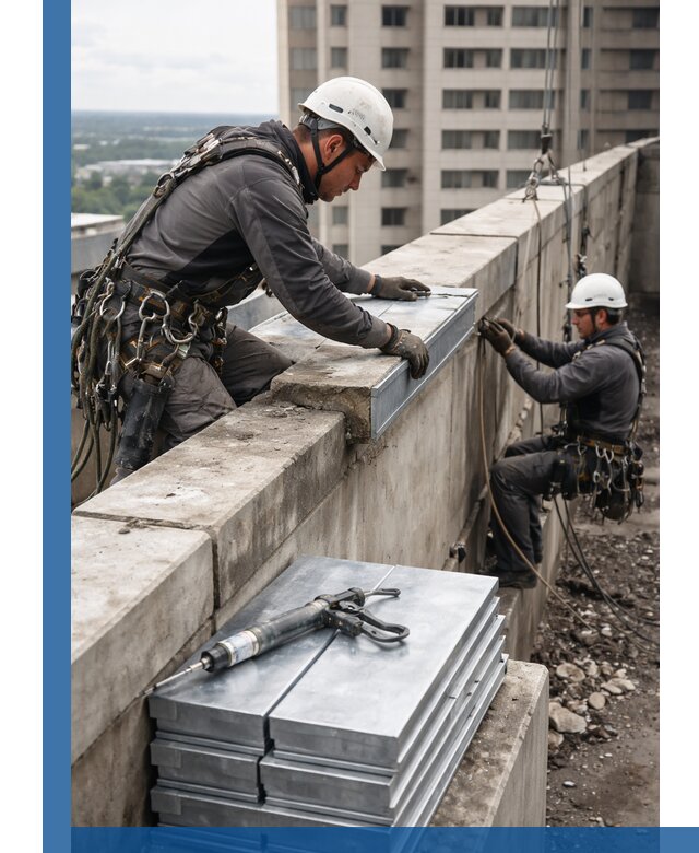 Замена парапетных крышек и установка новых в Новокуйбышевске