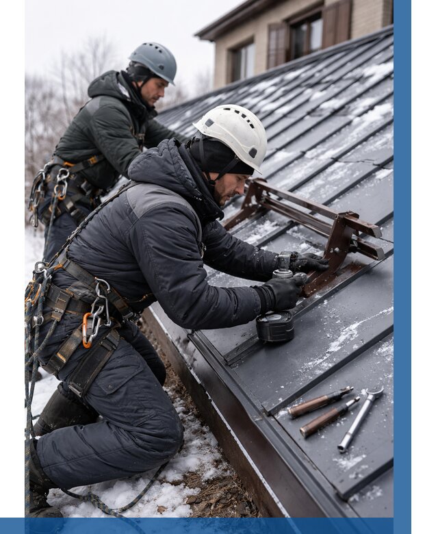 Монтаж снегозадержателей в Новокуйбышевске от 461 р. | ВЫСОТНИК-Нвб