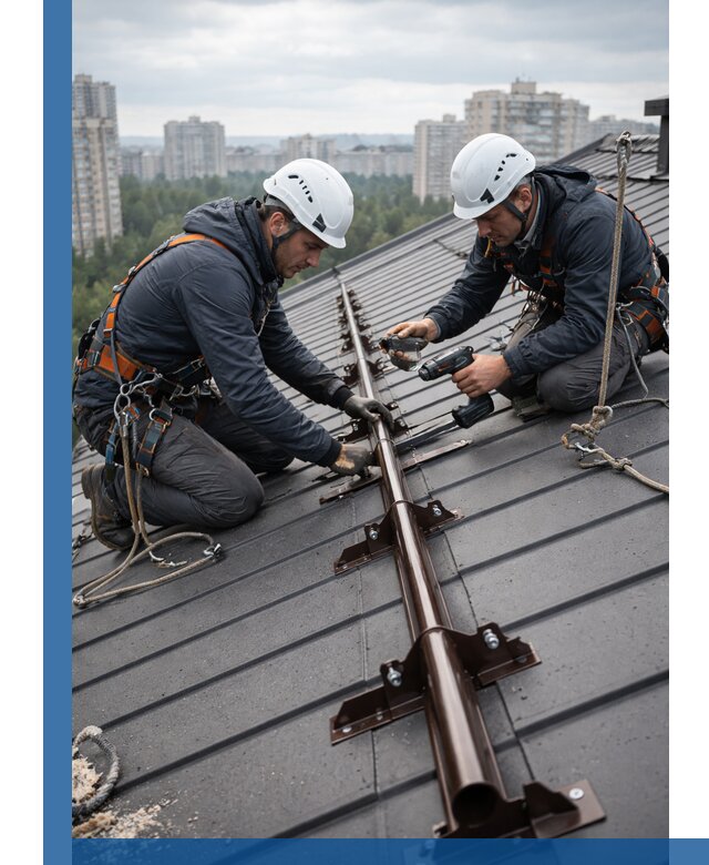 Монтаж снегозадержателей на кровле зданий в Новокуйбышевске под ключ