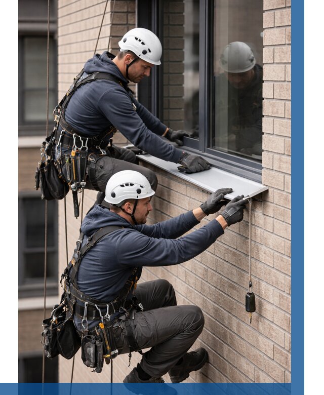 Монтаж оконных отливов под ключ в Новокуйбышевске от 3585 р. | ВЫСОТНИК-Нвб