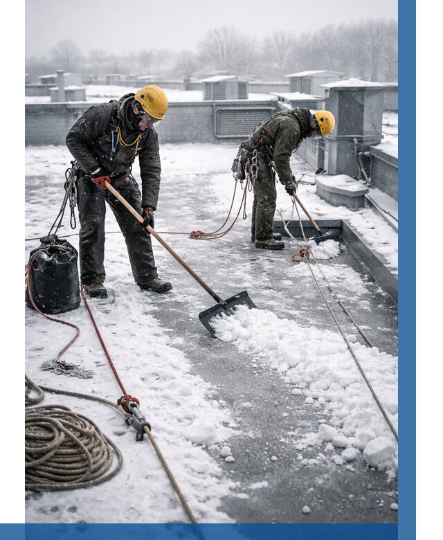 Очистка крыши от снега в Новокуйбышевске от 7682 р. | ВЫСОТНИК-Нвб