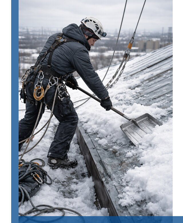 Профессиональная очистка кровли от снега и наледи в Новокуйбышевске