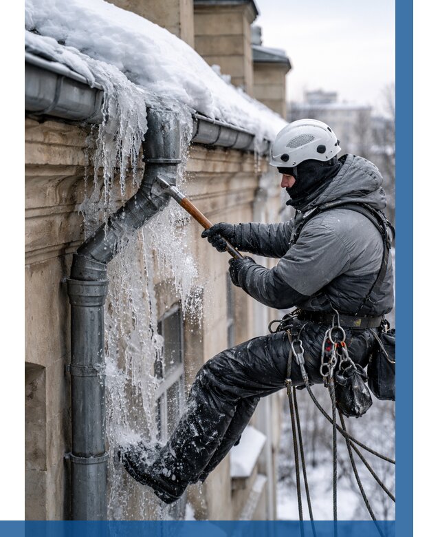 Очистка водостоков от льда в Новокуйбышевске от 3585 р. | ВЫСОТНИК-Нвб