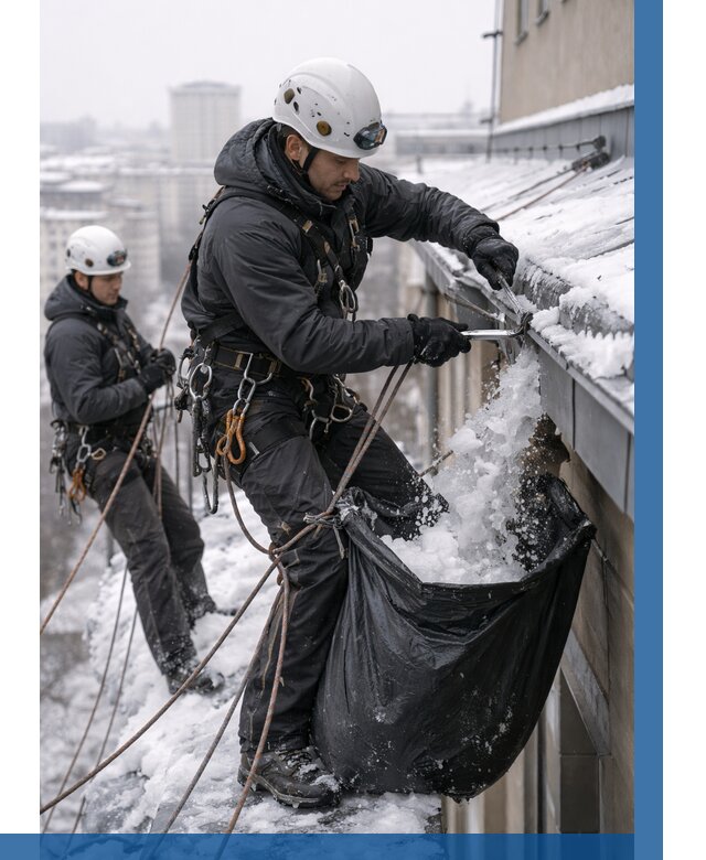 Аварийная очистка крыши в Новокуйбышевске под ключ от 307 р. | ВЫСОТНИК-Нвб