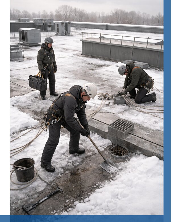 Абонентское обслуживание кровли зимой в Новокуйбышевске от 8194 р. | ВЫСОТНИК-Нвб