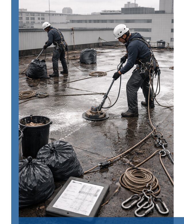 Плановая очистка кровли по графику в Новокуйбышевске для безопасности