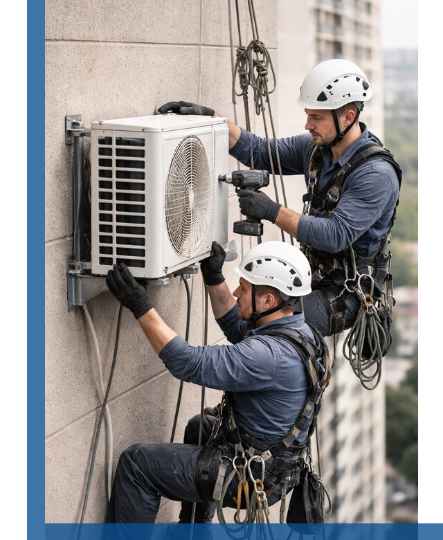 Монтаж внешнего блока кондиционера в Новокуйбышевске установка и крепление