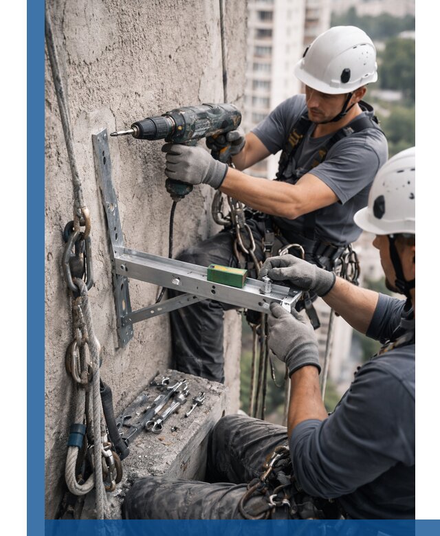 Установка кронштейнов кондиционера и крепежа в Новокуйбышевске