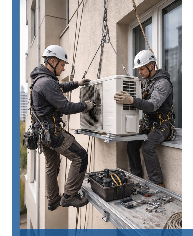 Перенос внешнего блока кондиционера в Новокуйбышевске с монтажом и крепежом