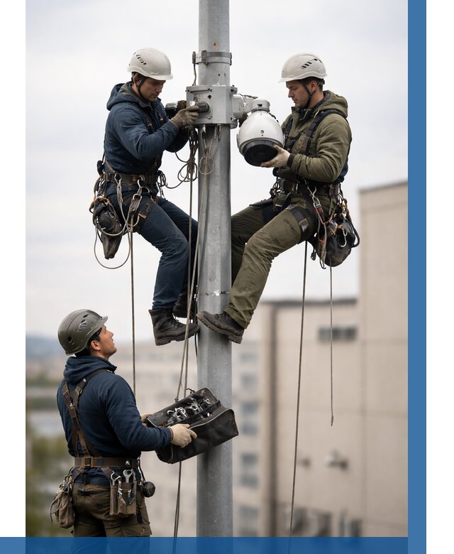 Установка видеокамер на мачте в Новокуйбышевске от 8706 р. | ВЫСОТНИК-Нвб