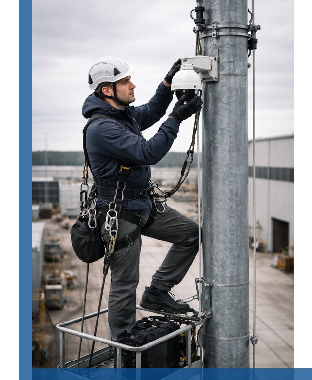 Профессиональная установка видеокамер на мачте в Новокуйбышевске