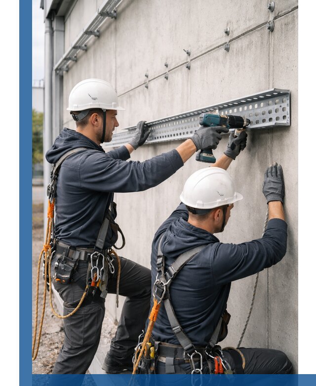 Монтаж кабельных лотков на фасаде зданий в Новокуйбышевске с гарантией