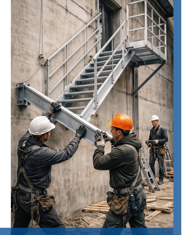 Монтаж металлических лестниц в Новокуйбышевске от 15363 р. | ВЫСОТНИК-Нвб